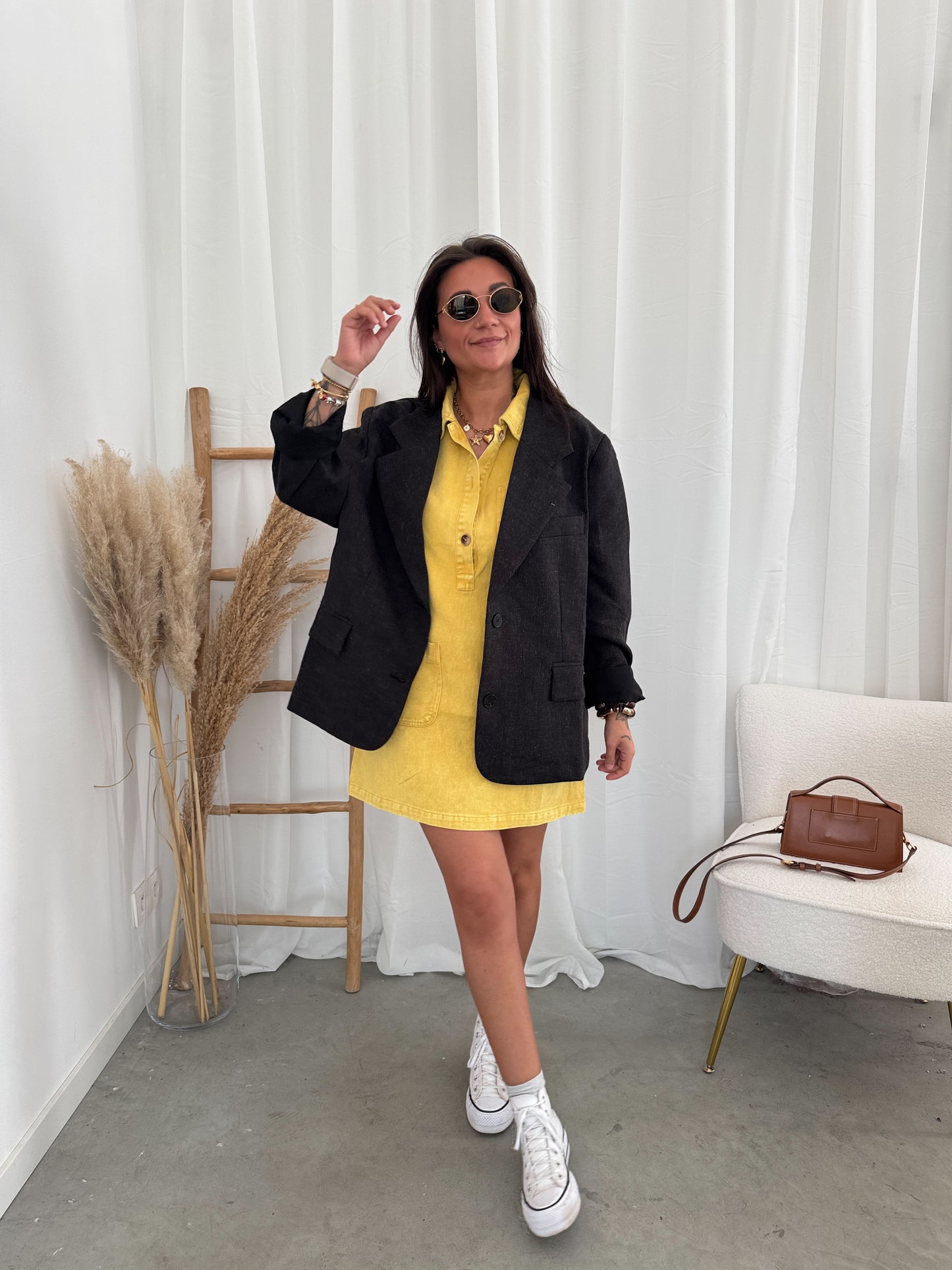 Elle denim dress yellow