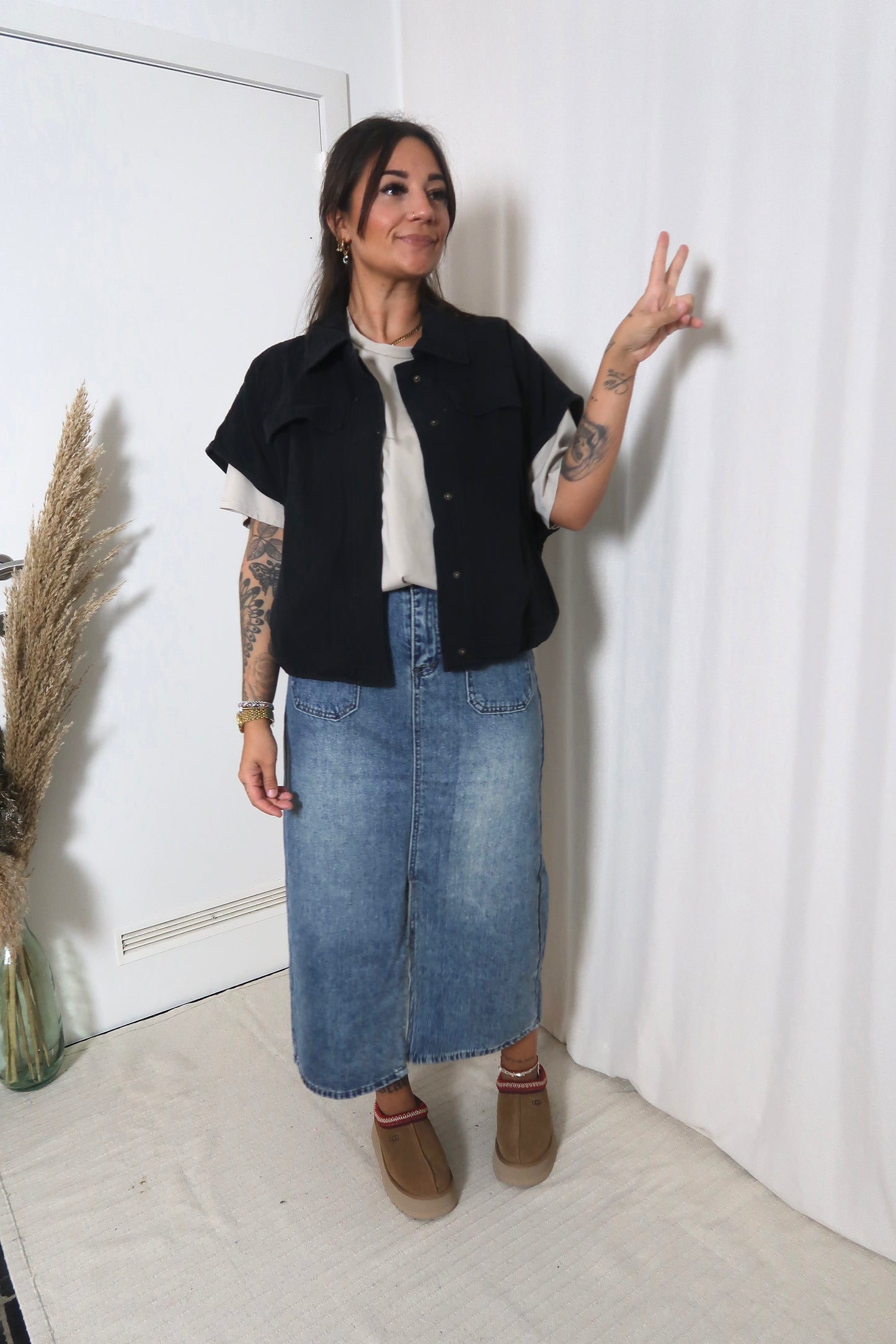 Maxi denim skirt