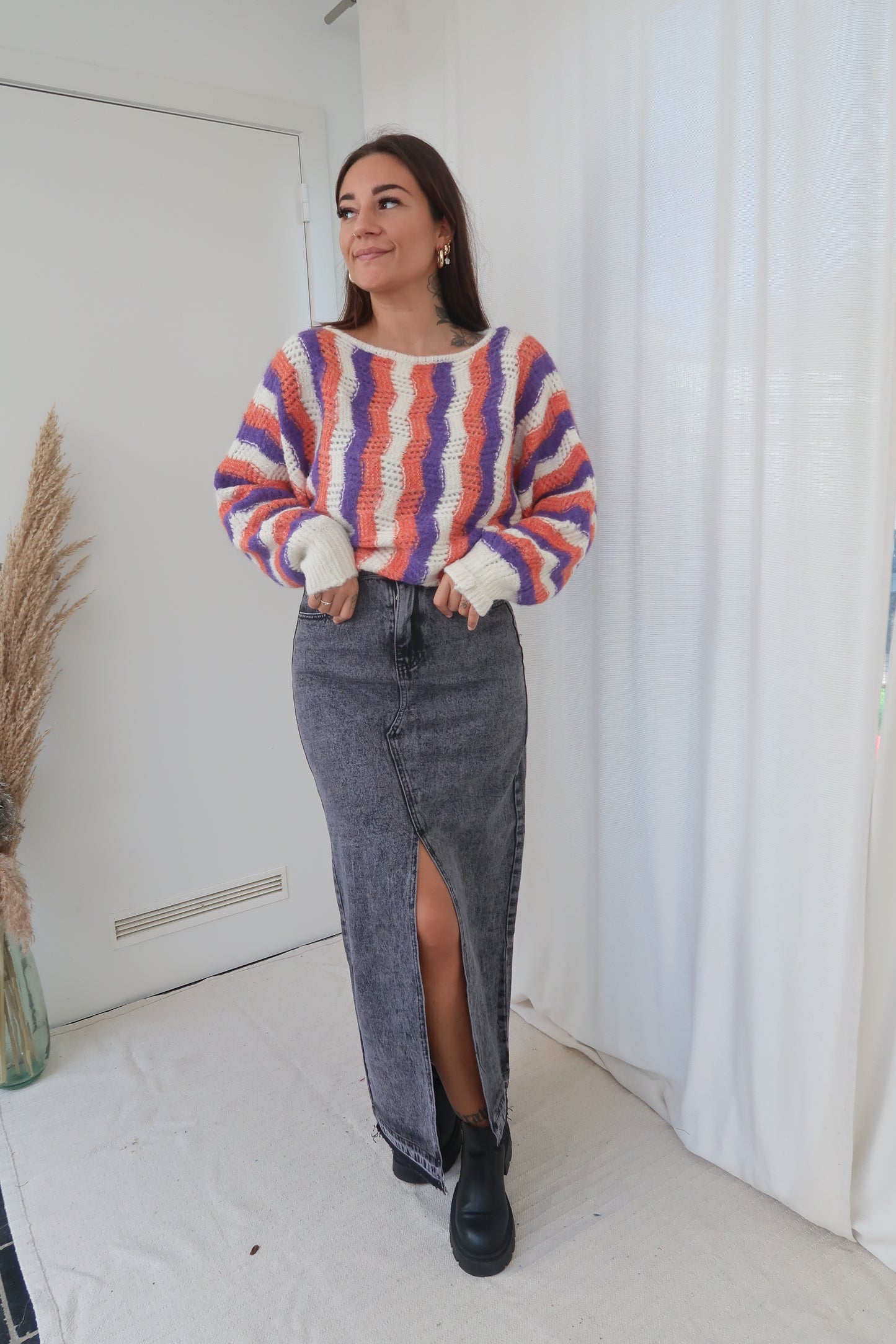 Washed maxi skirt