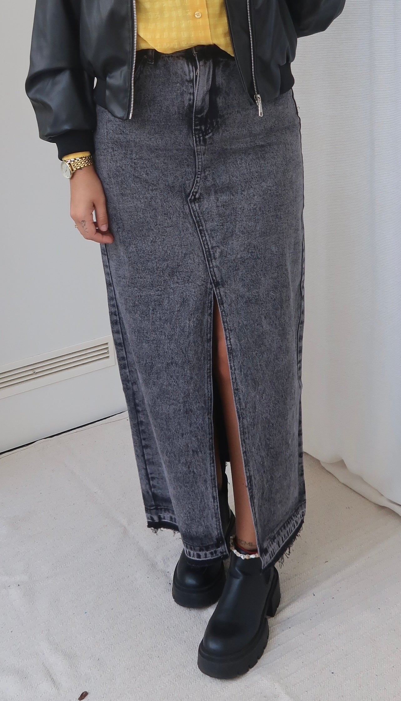 Washed maxi skirt