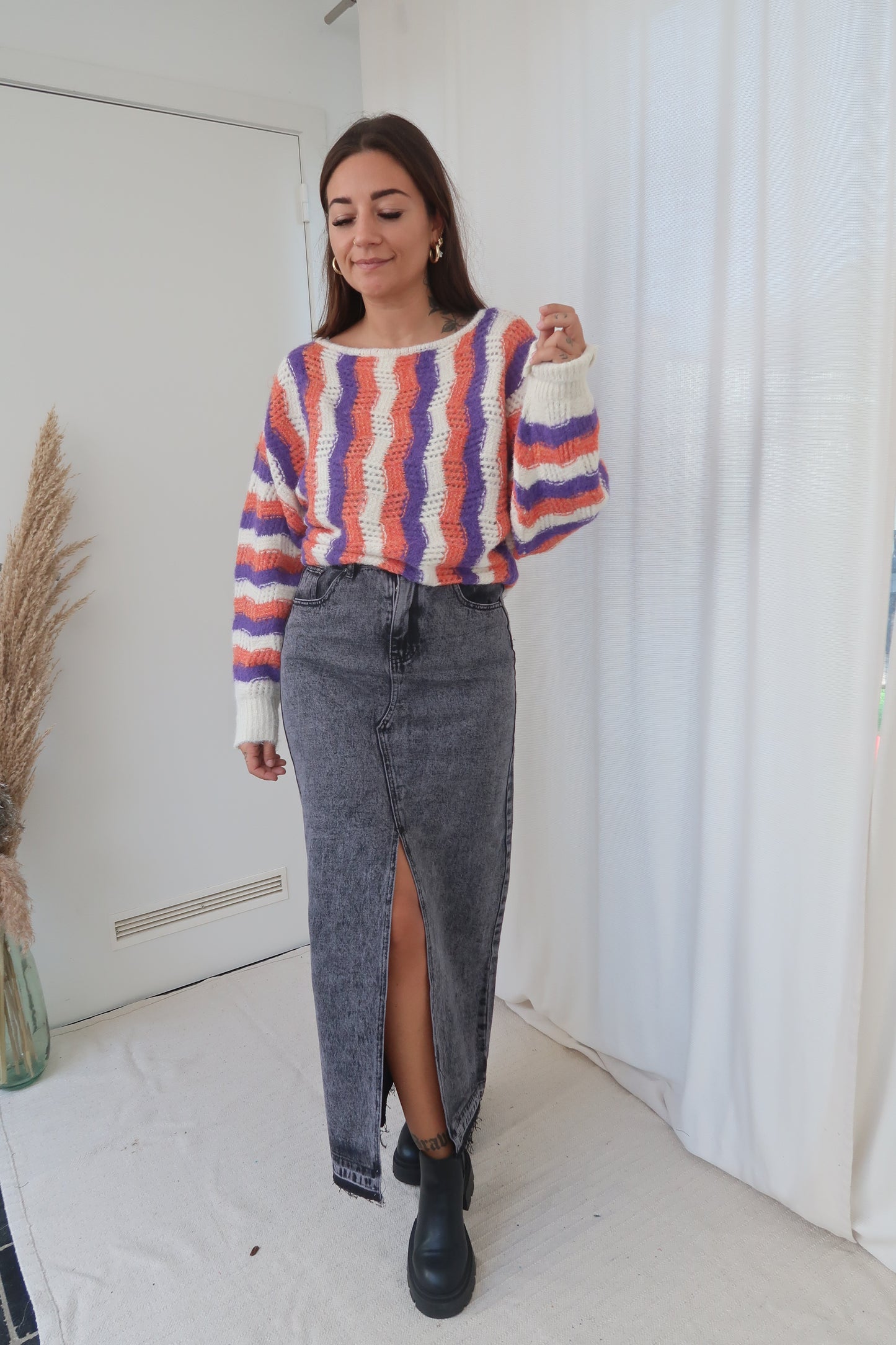 Washed maxi skirt