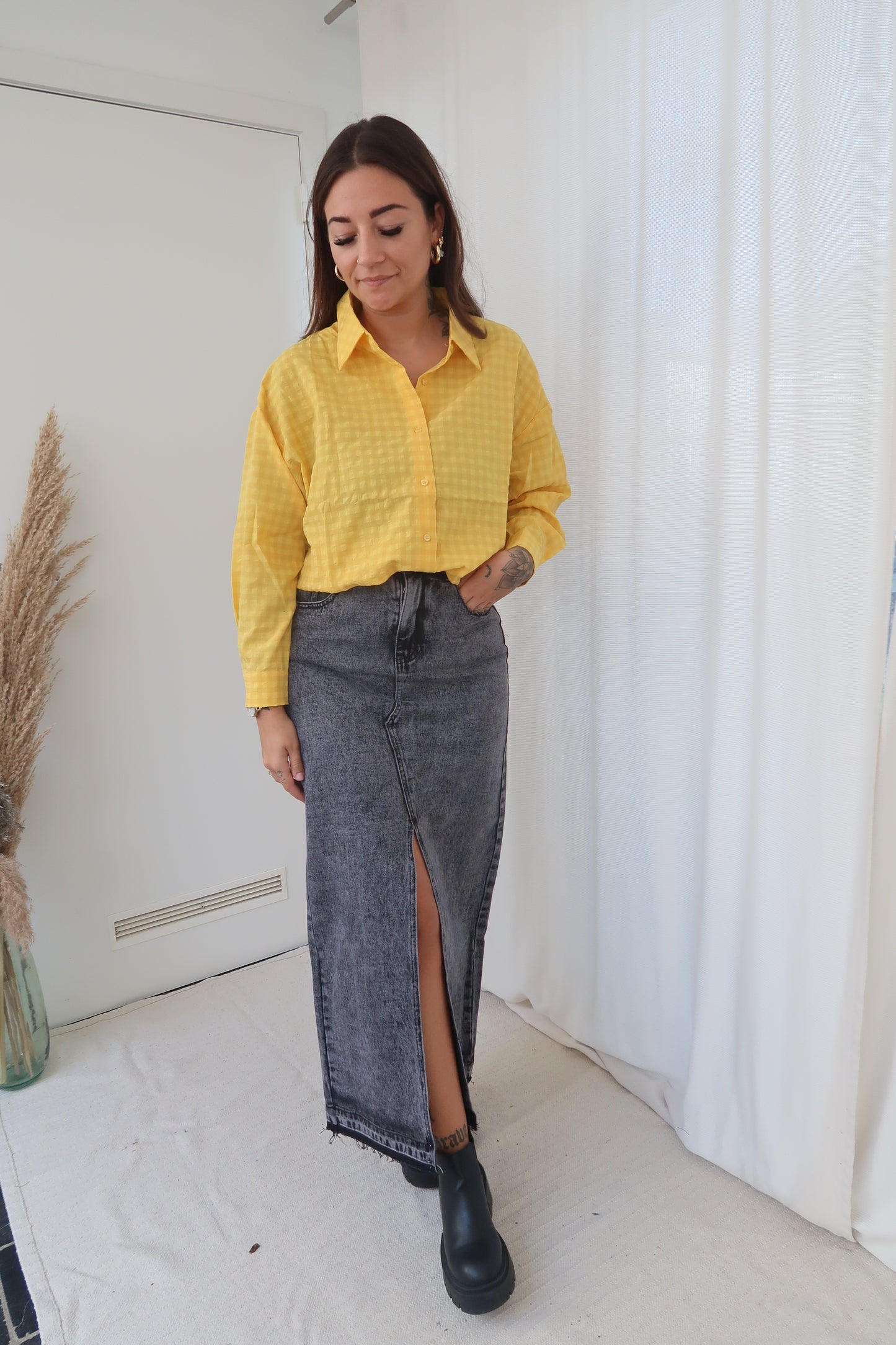 Washed maxi skirt
