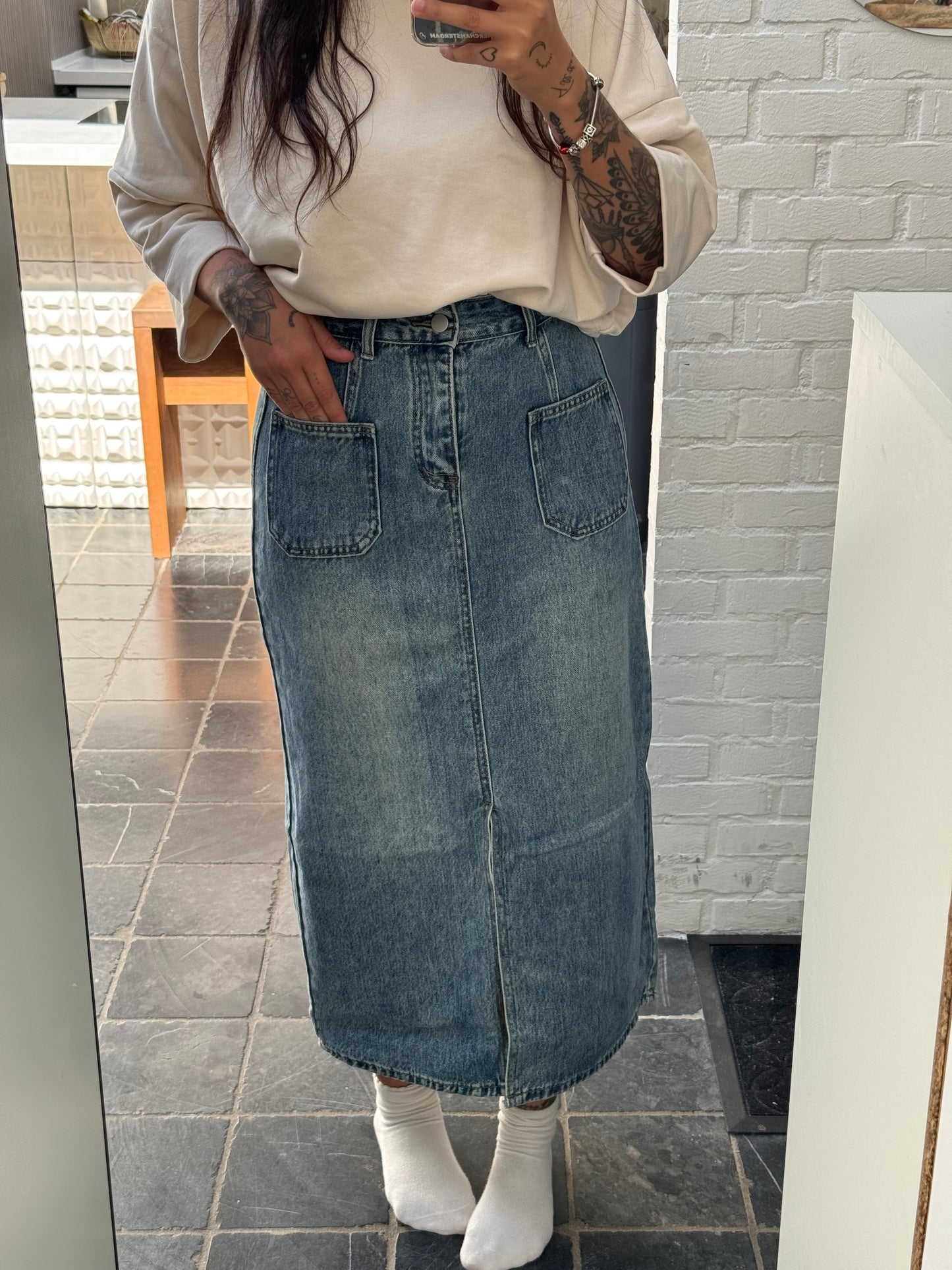 PL denim maxi rok