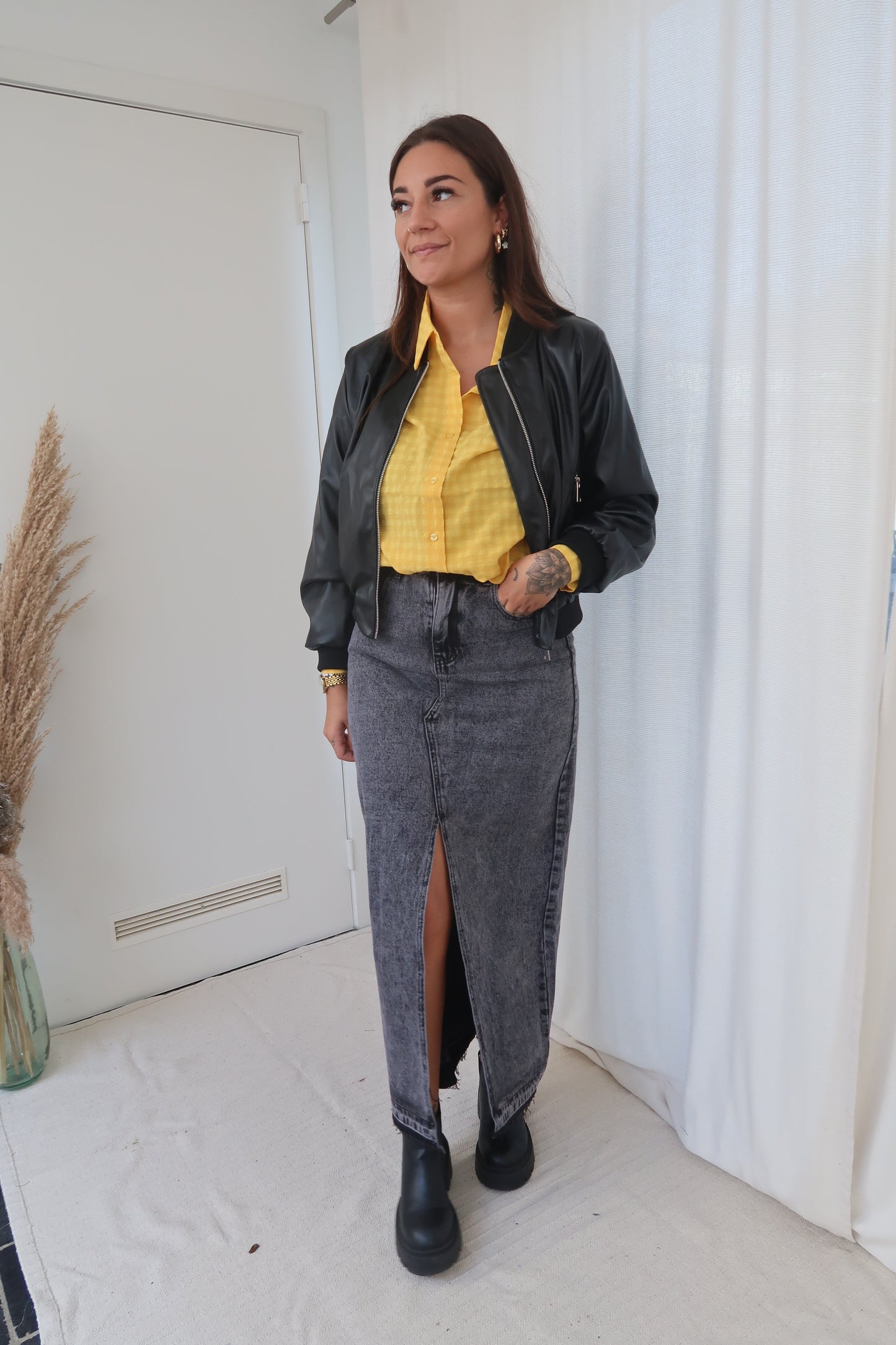 Washed maxi skirt