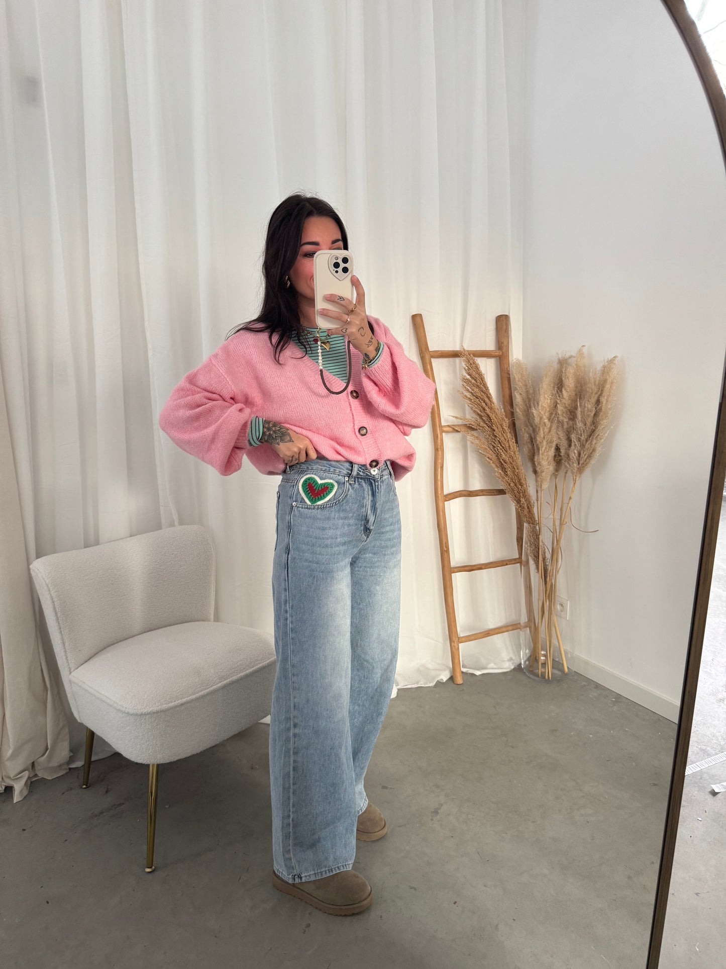 Crochet heart denim