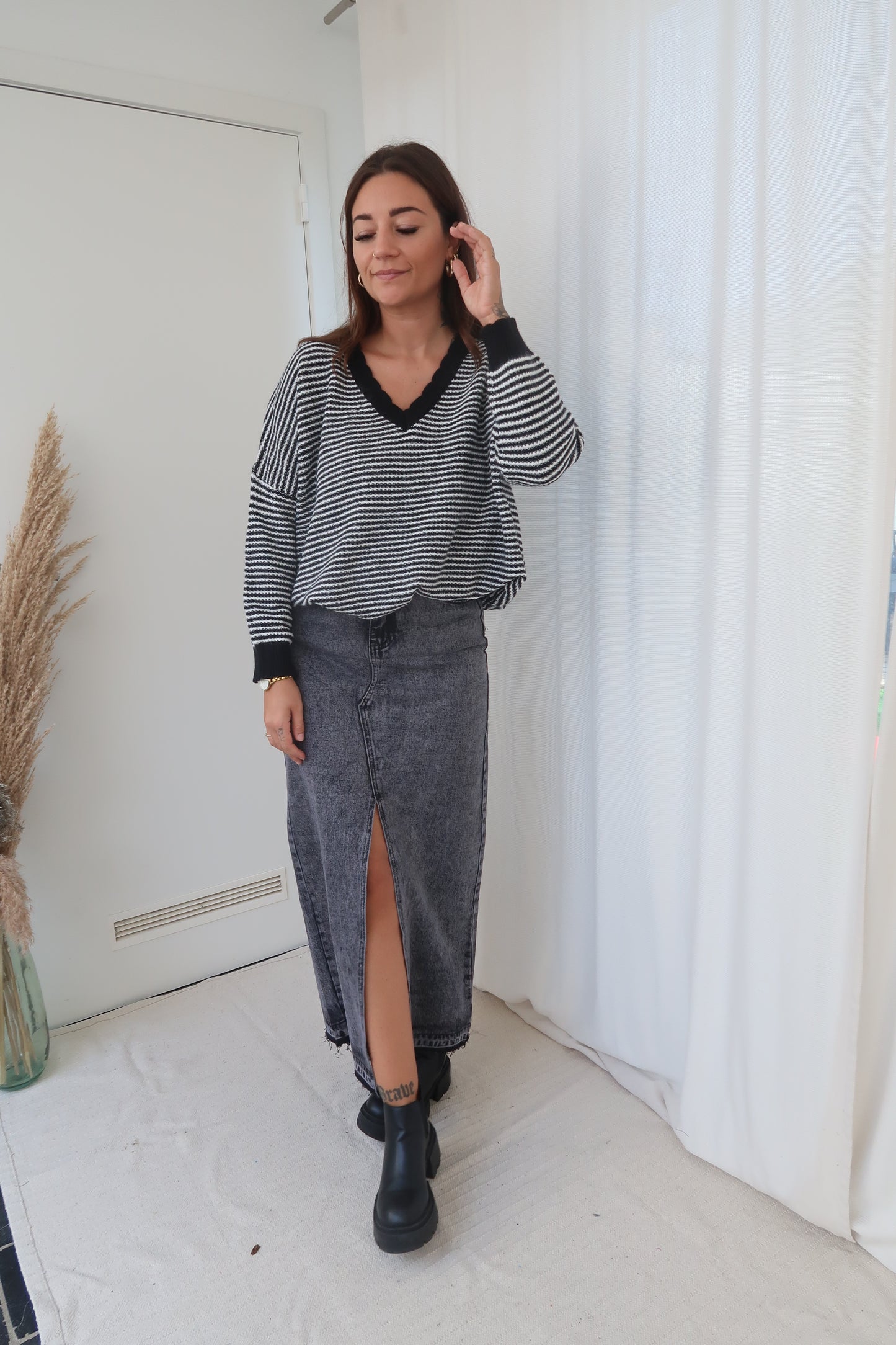 Washed maxi skirt