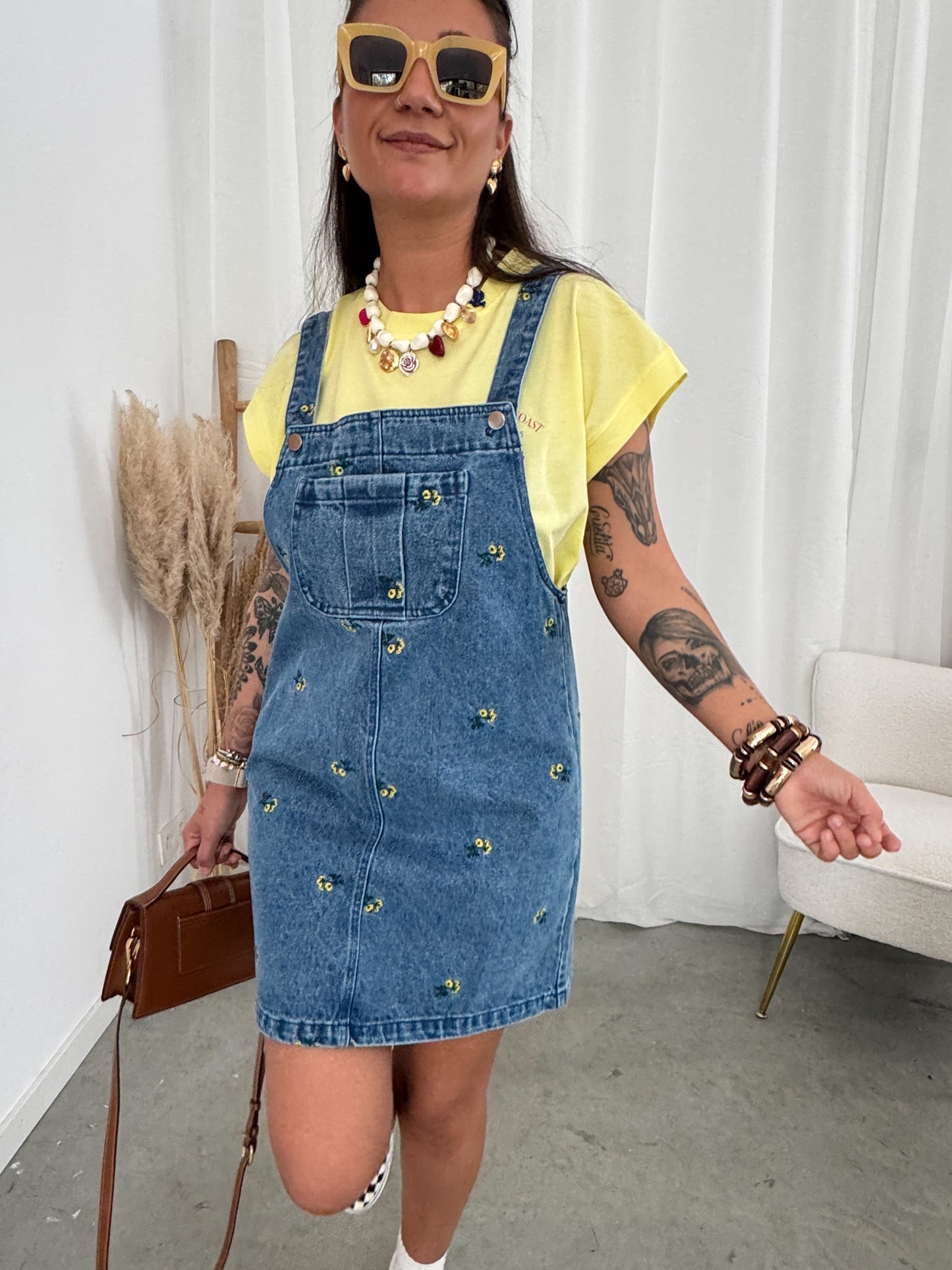 Flower salopette dress