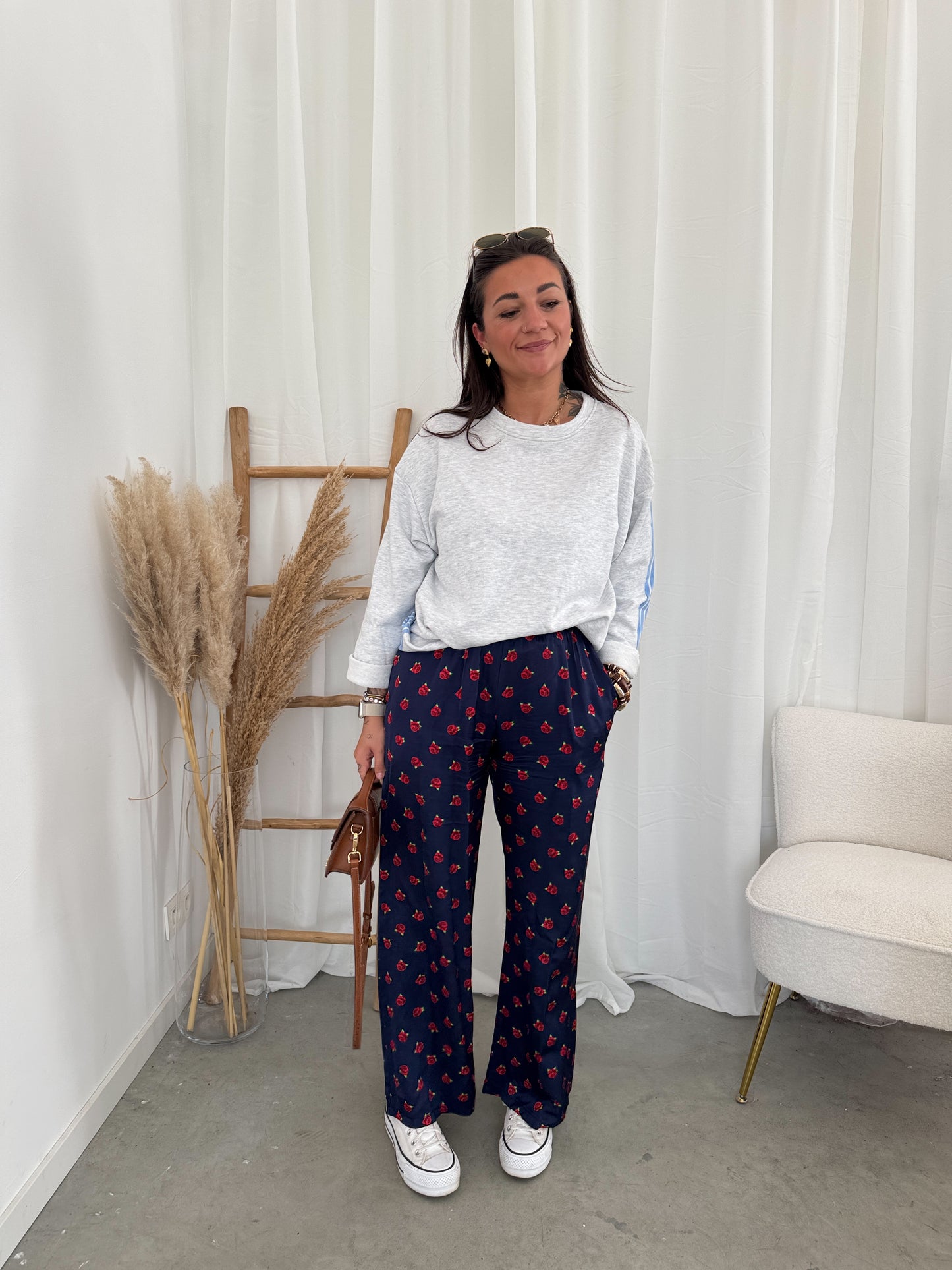 Satin flower pants