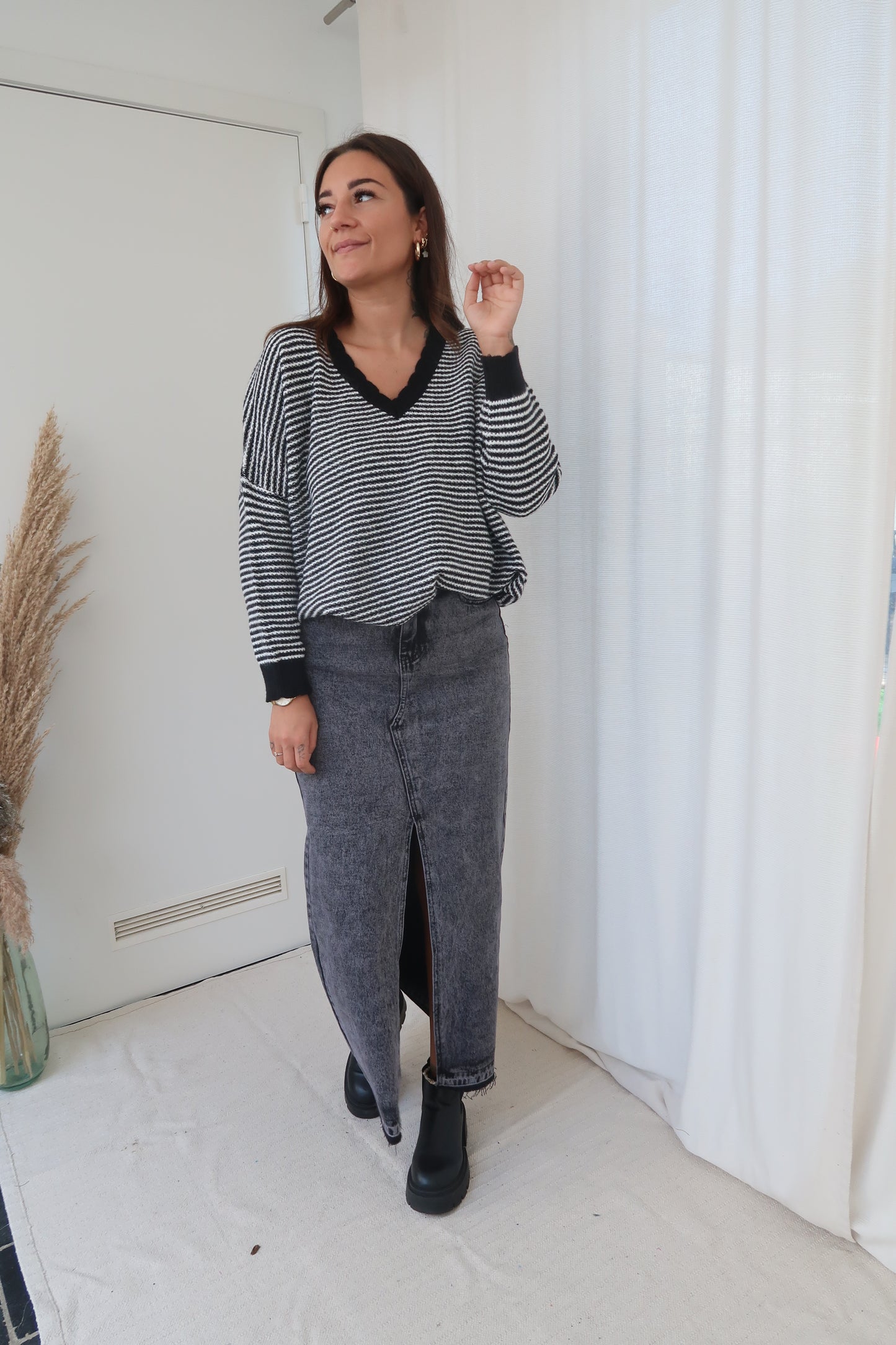 Washed maxi skirt