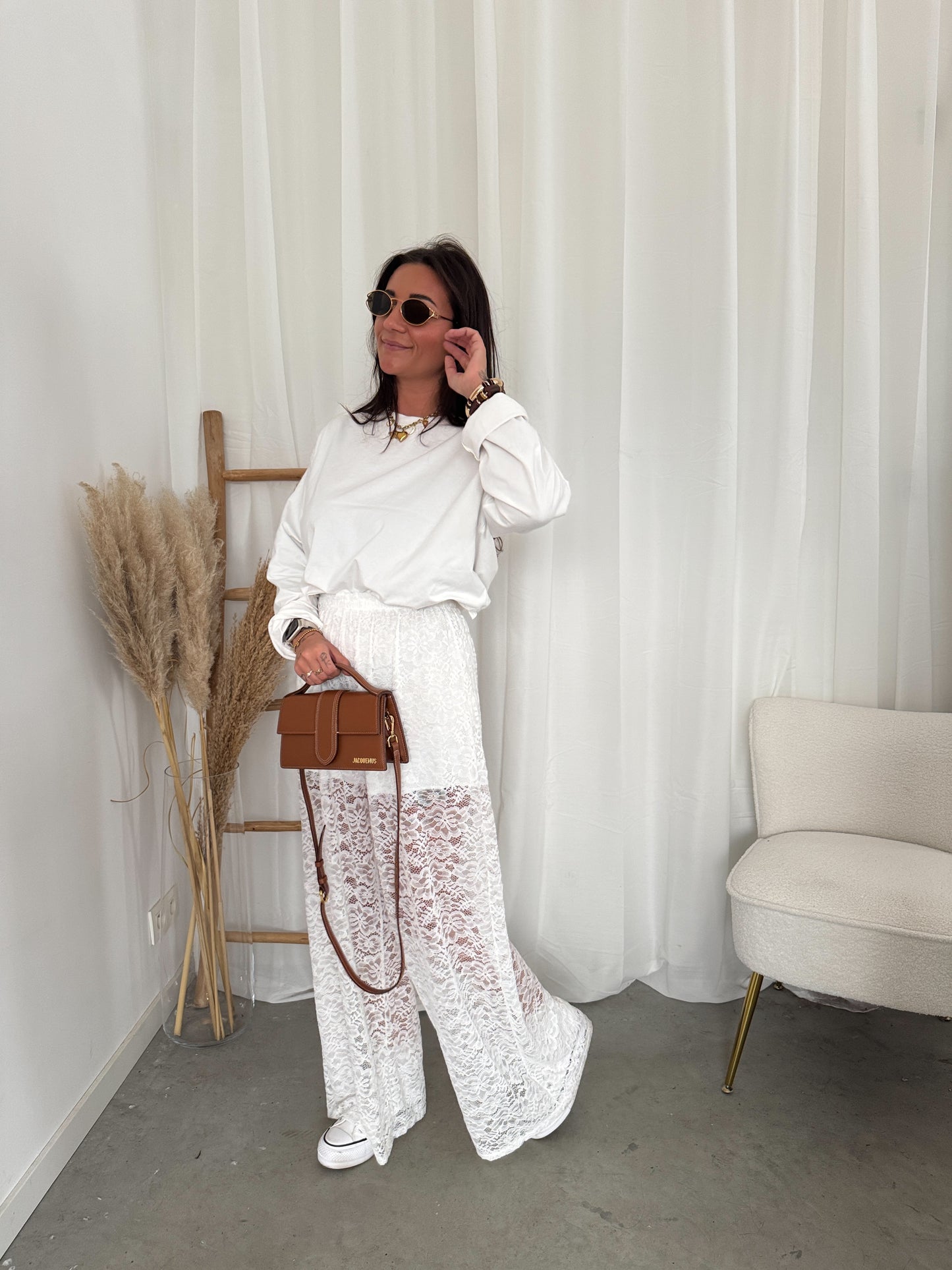 Lace pants white