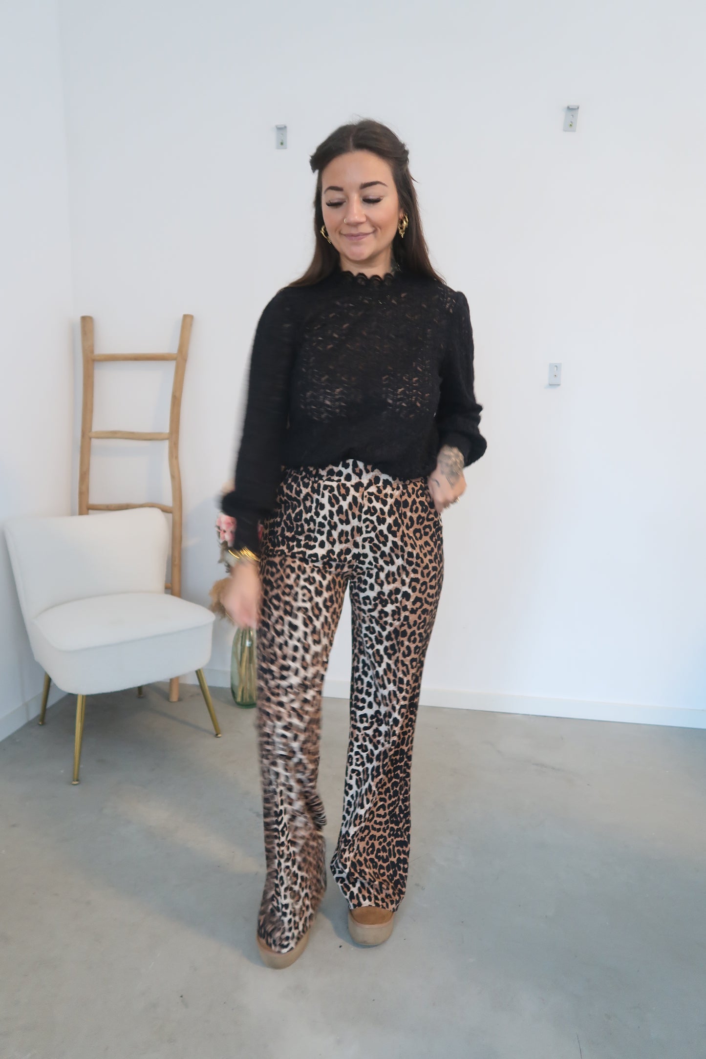 Wide leg Leopard pants
