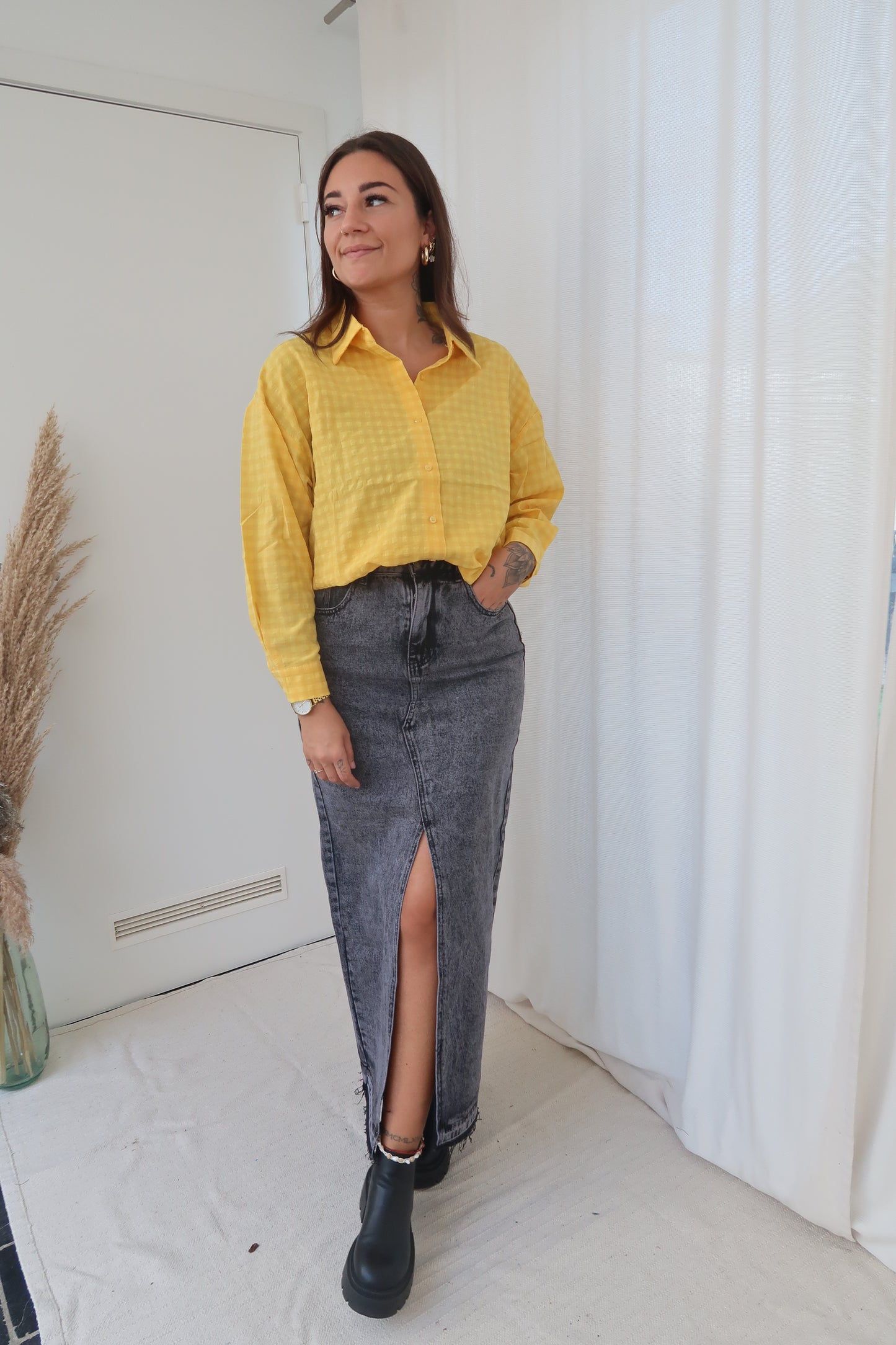 Washed maxi skirt