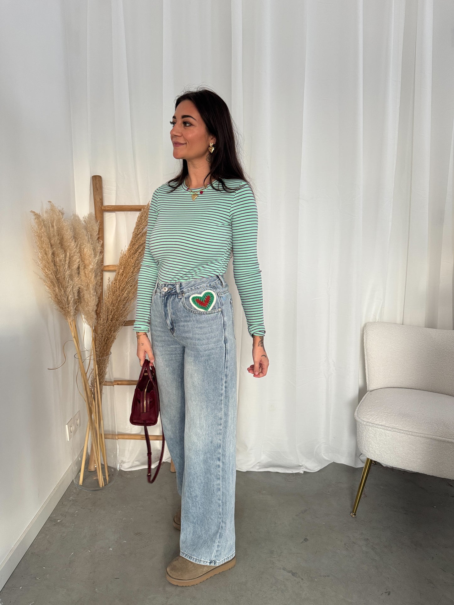 Crochet heart denim