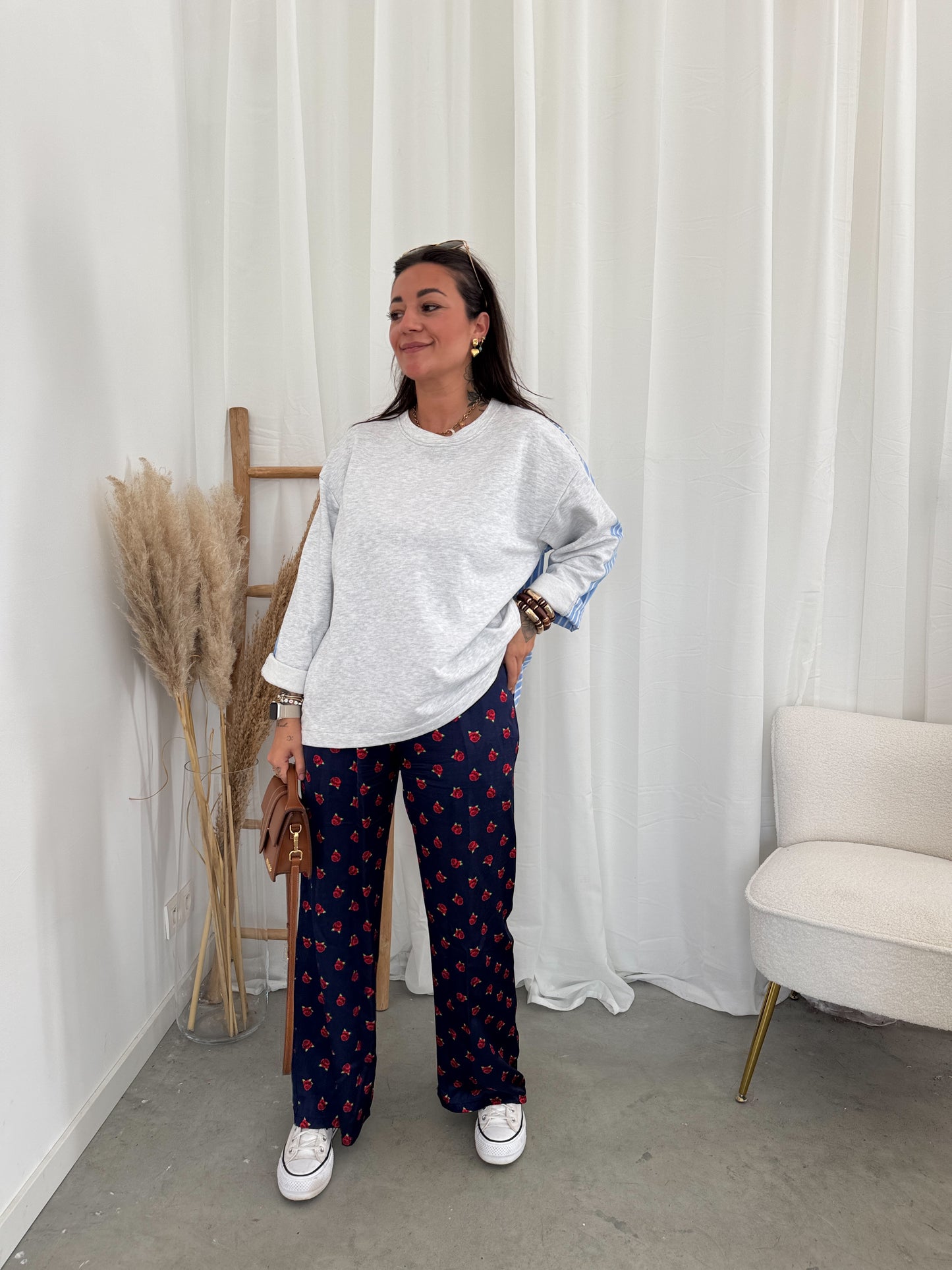 Satin flower pants
