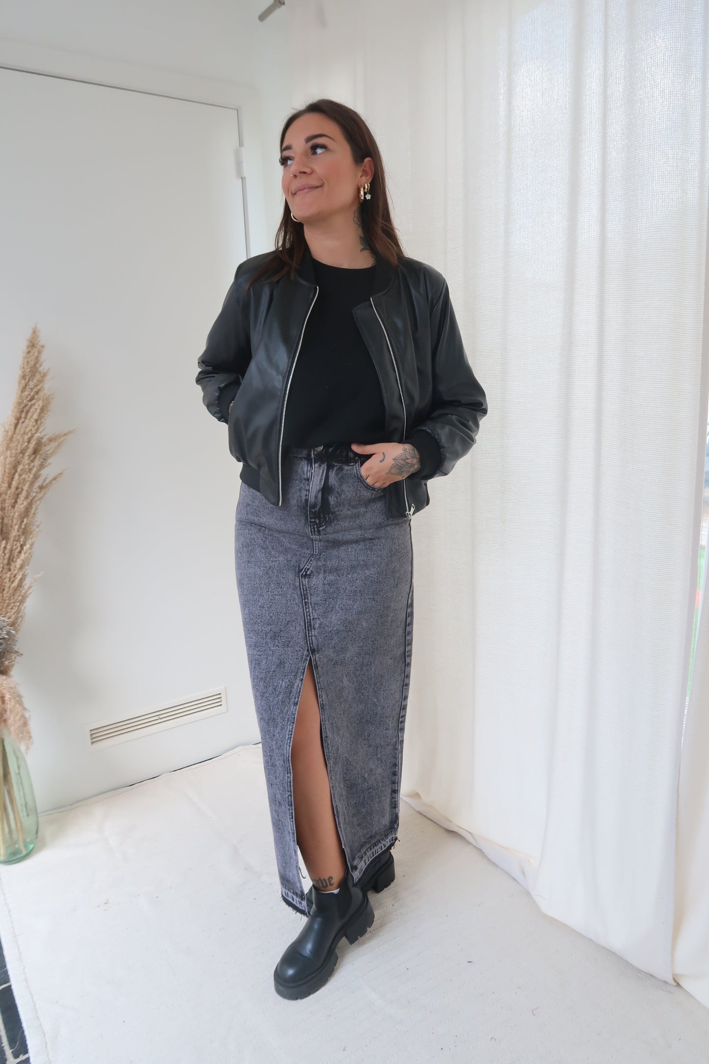 Washed maxi skirt
