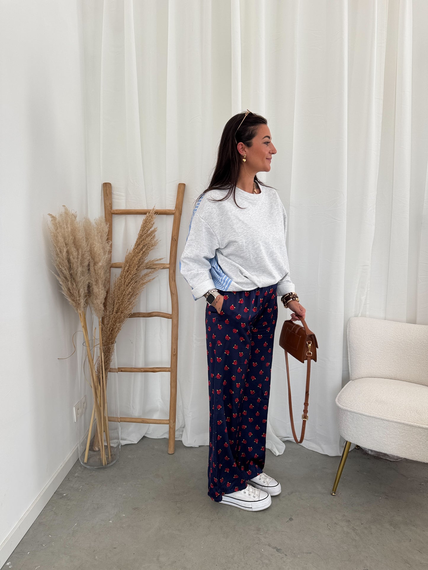 Satin flower pants