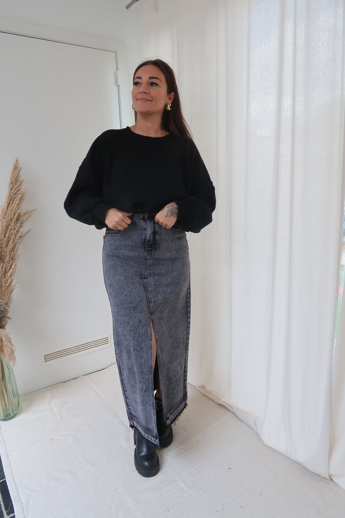 Washed maxi skirt
