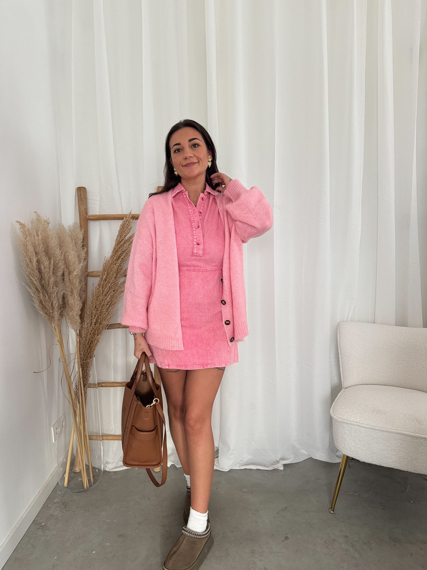 Yara denim dress pink