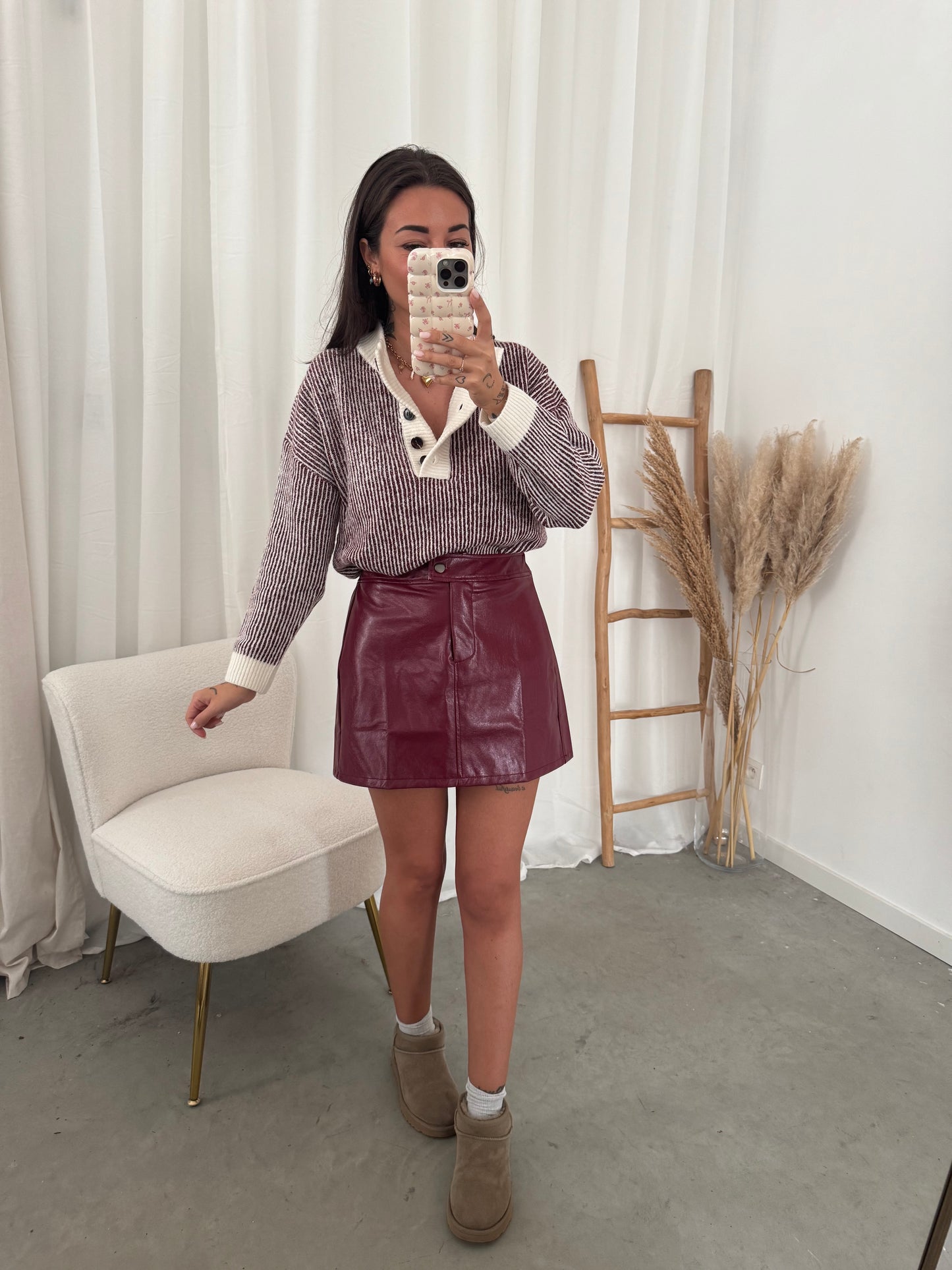 PU skirt burgundy