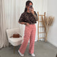 Old rose flower denim