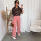 Old rose flower denim