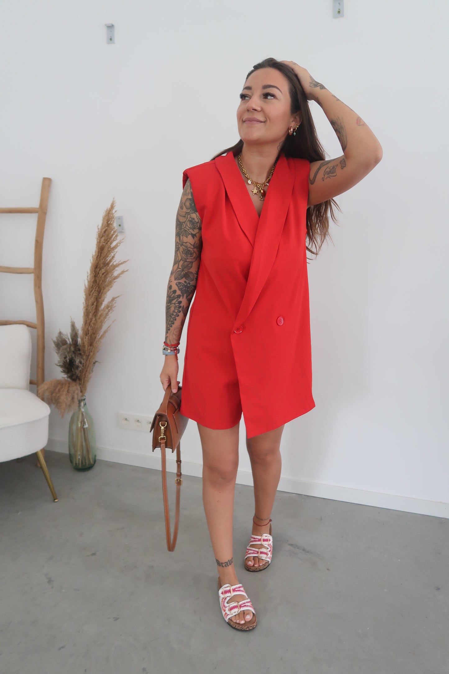 Blazer playsuit red