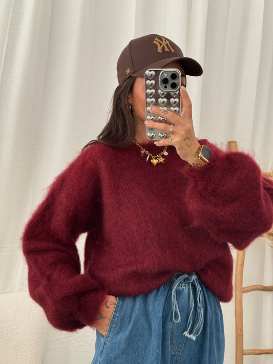 Mohair knit wine