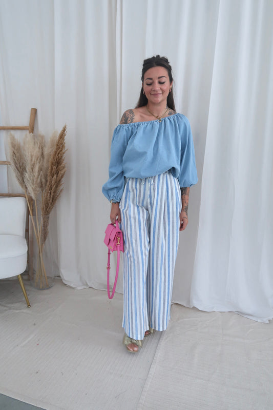 Denim off shoulder top