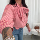 Checked bow blouse
