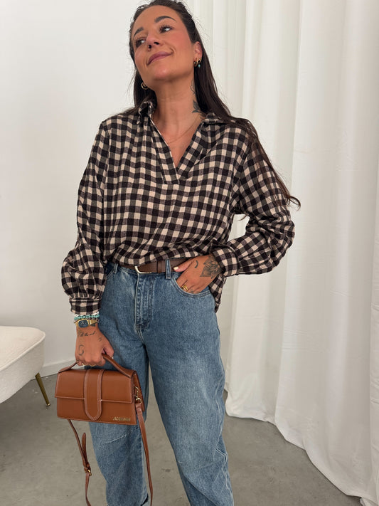 Checked coton blouse