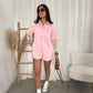 Denim playsuit pink
