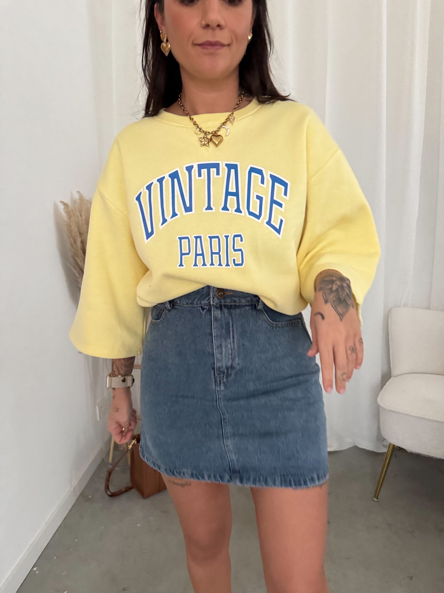 Sweater vintage paris yellow