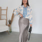 Maxi satin skirt taupe