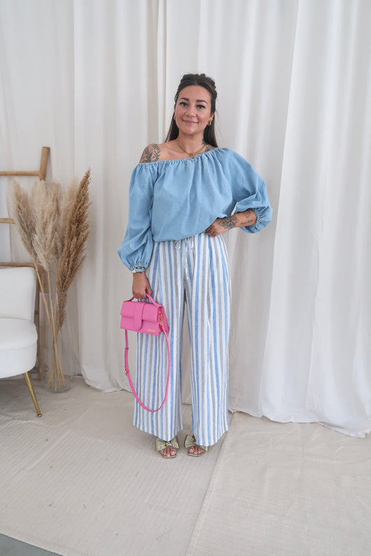 Denim off shoulder top