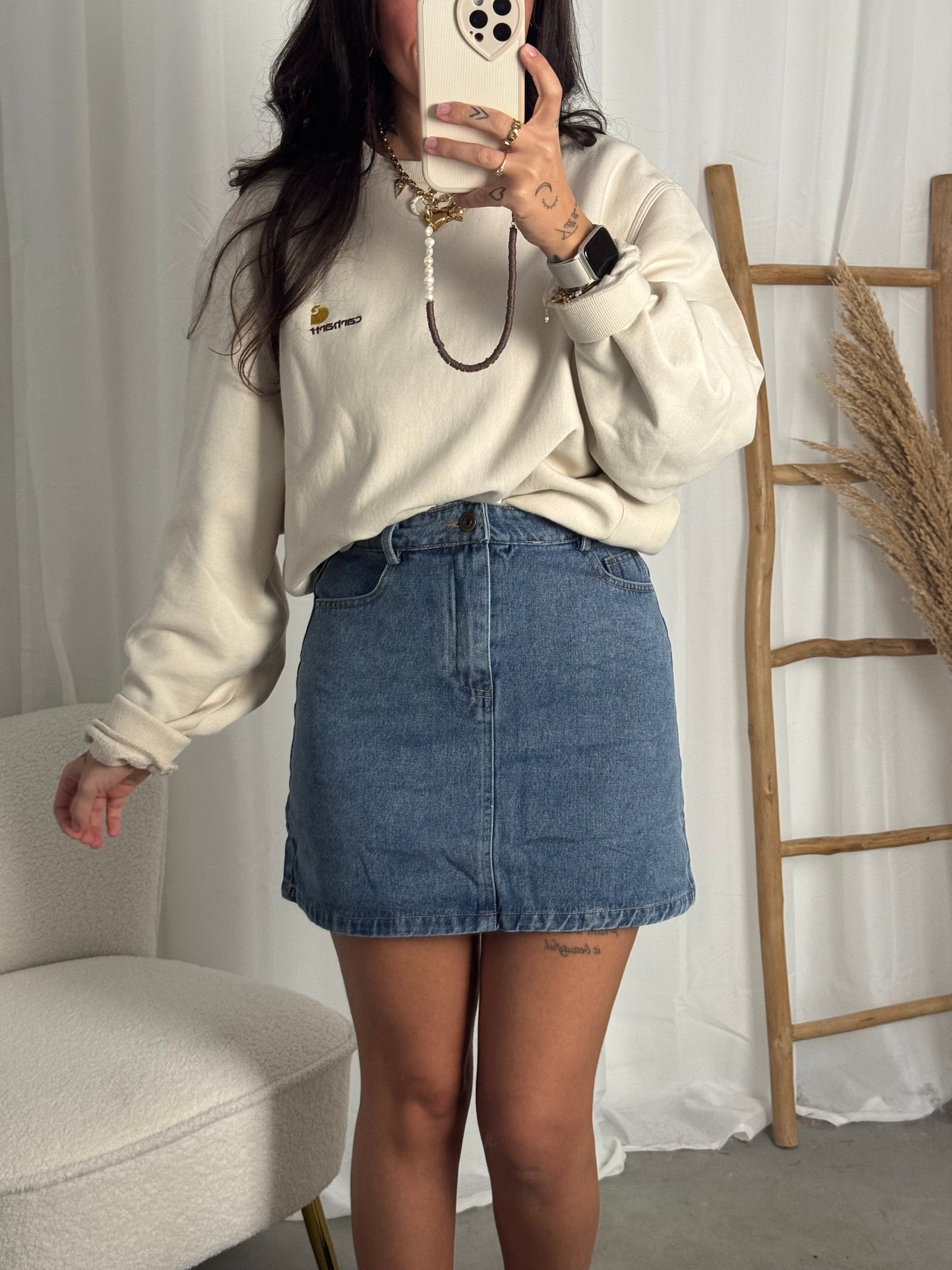 Mini denim skirt