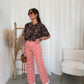 Old rose flower denim