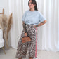 Sporty satin leopard pants