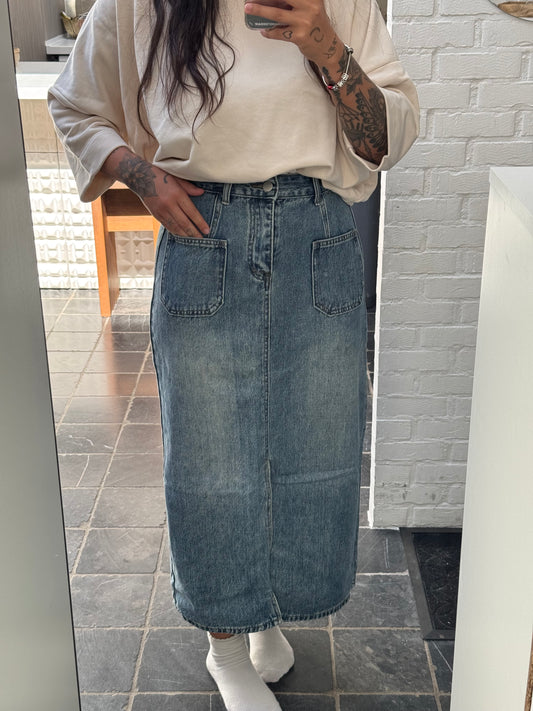 PL denim maxi rok