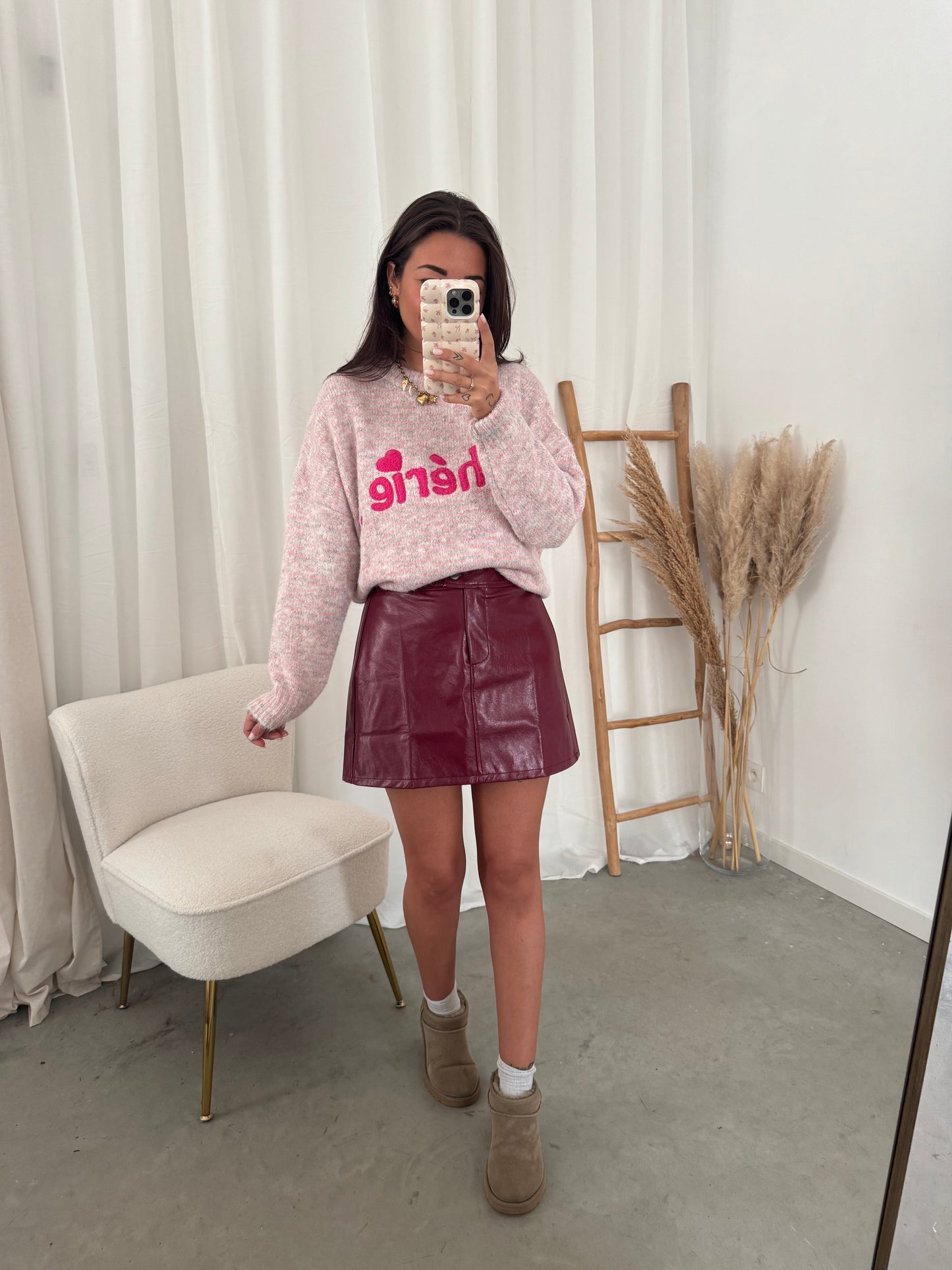 PU skirt burgundy