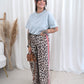 Sporty satin leopard pants