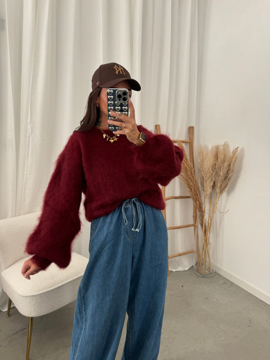 Mohair knit wine