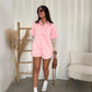 Denim playsuit pink