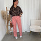 Old rose flower denim